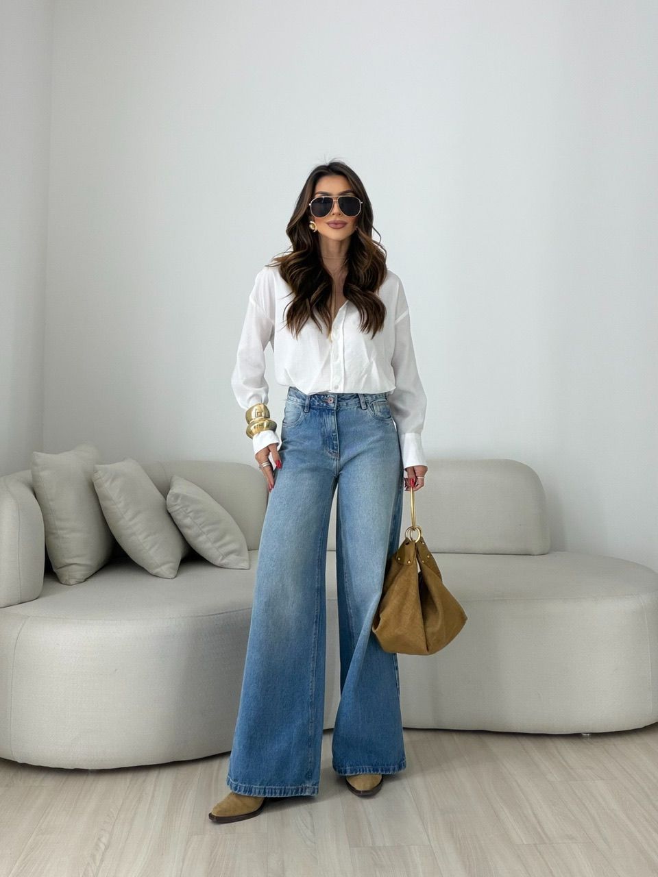 CALÇA LAVÍNIA RELAXED JEANS MÉDIO