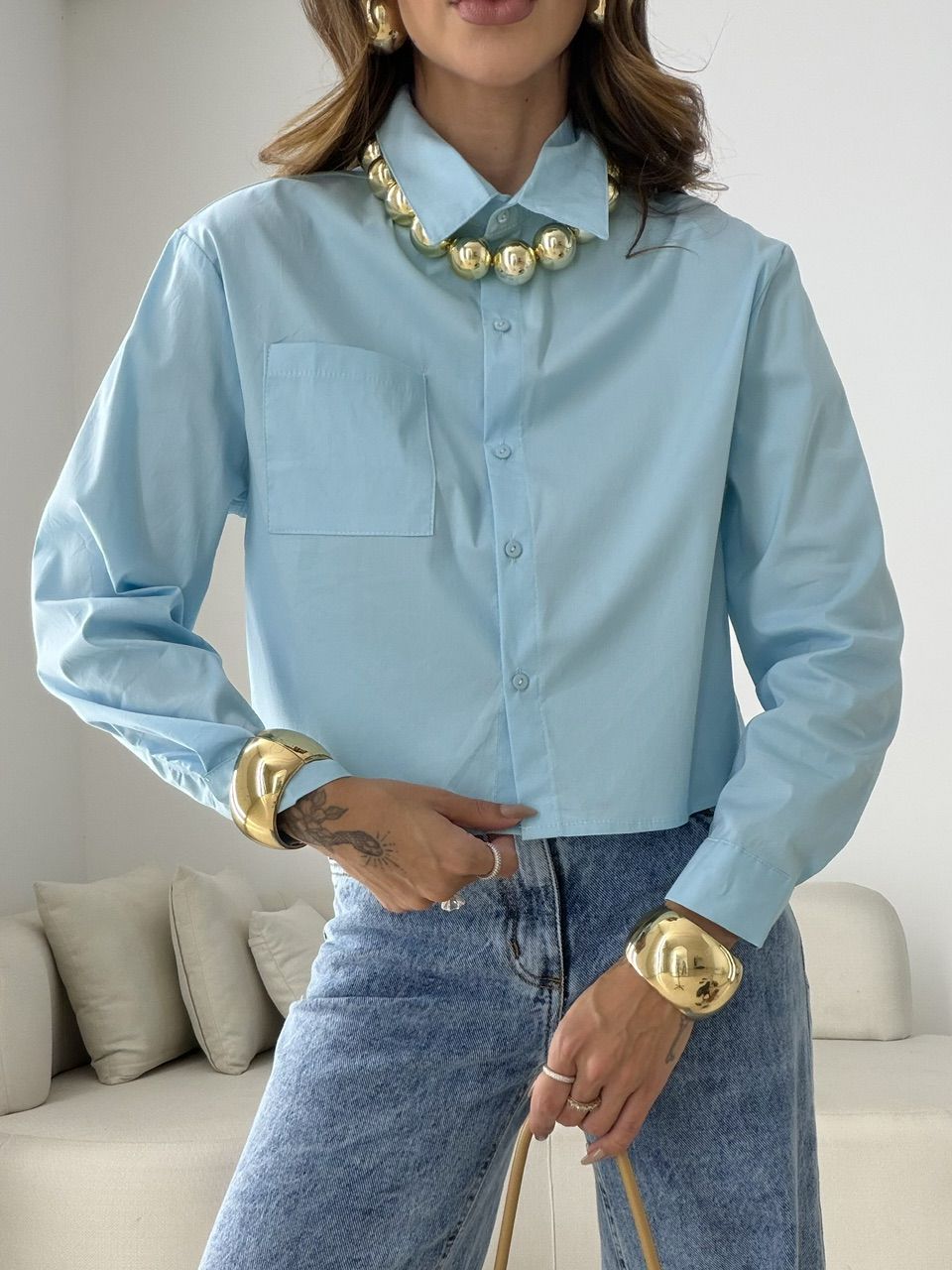 CAMISA MADALENA BOLSOS AZUL