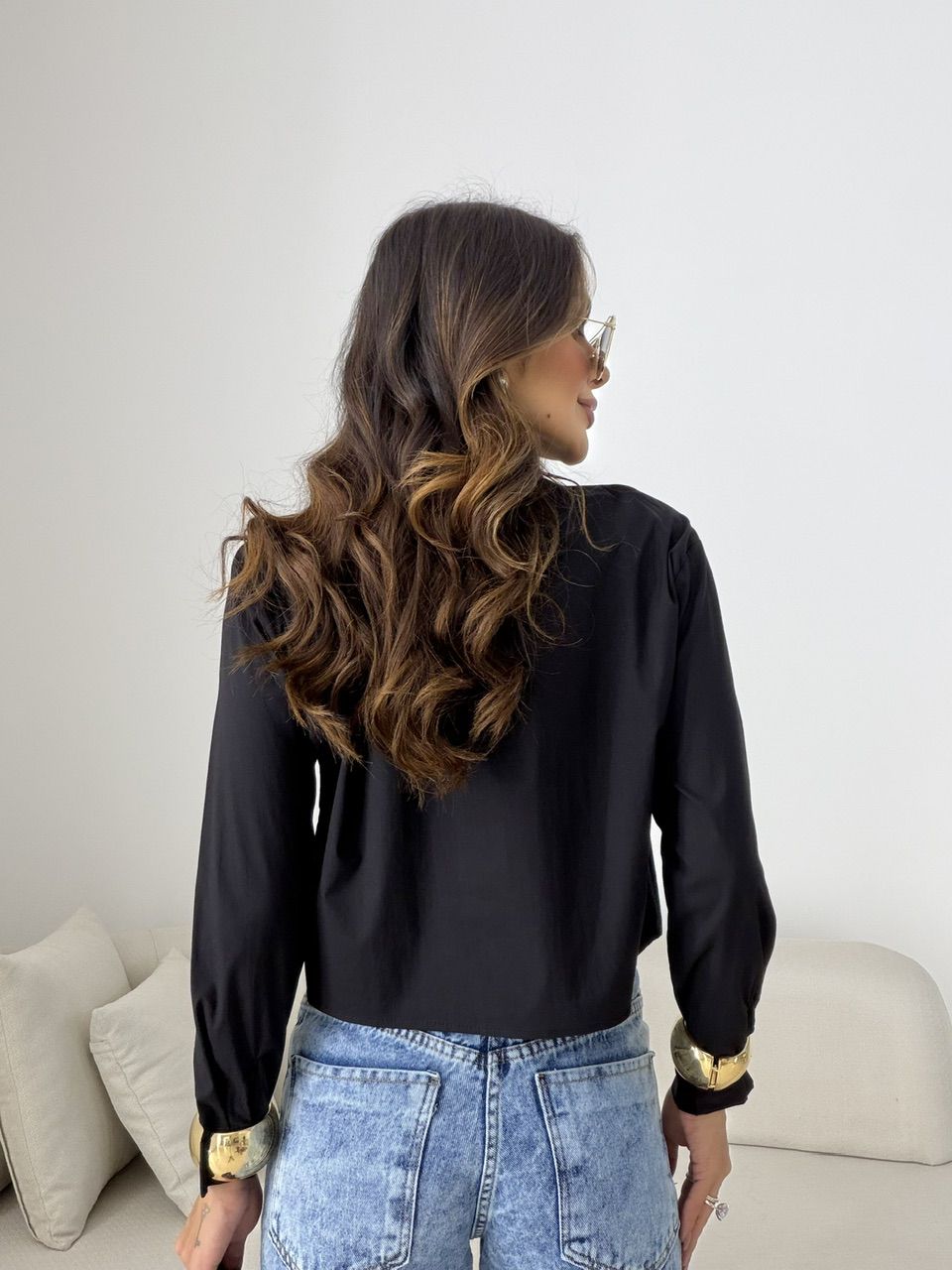 CAMISA MADALENA BOLSOS PRETO