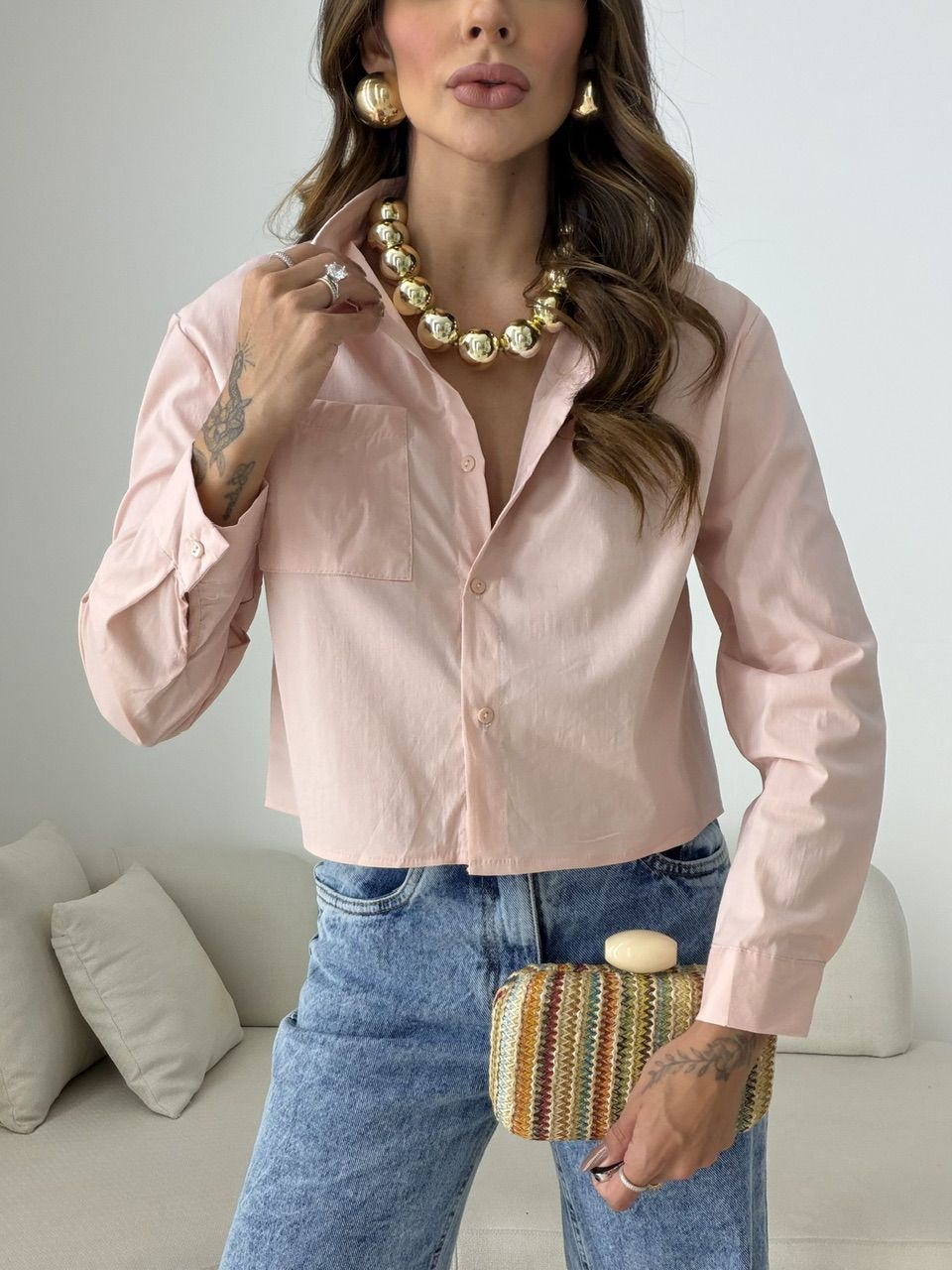 CAMISA MADALENA BOLSOS ROSA