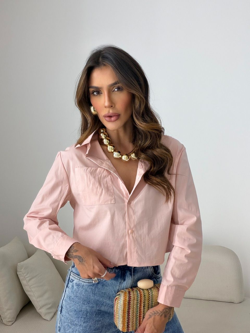 CAMISA MADALENA BOLSOS ROSA
