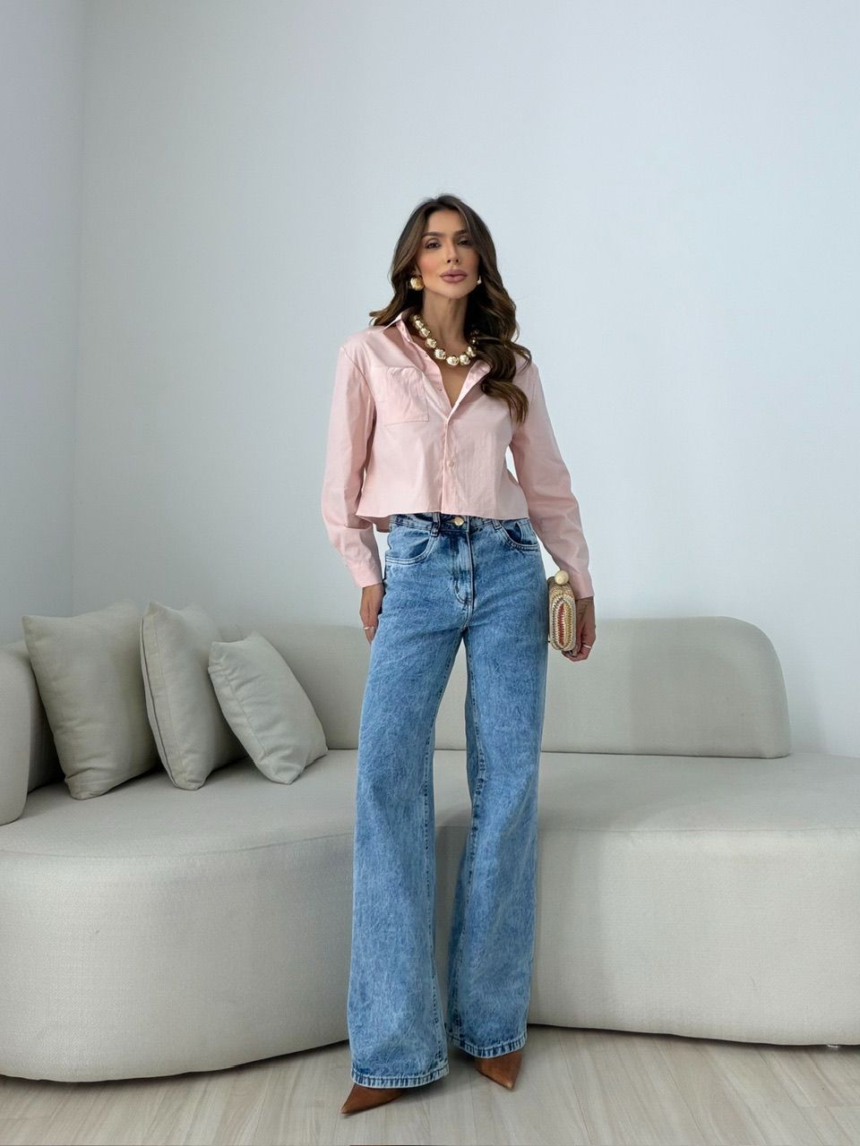CAMISA MADALENA BOLSOS ROSA