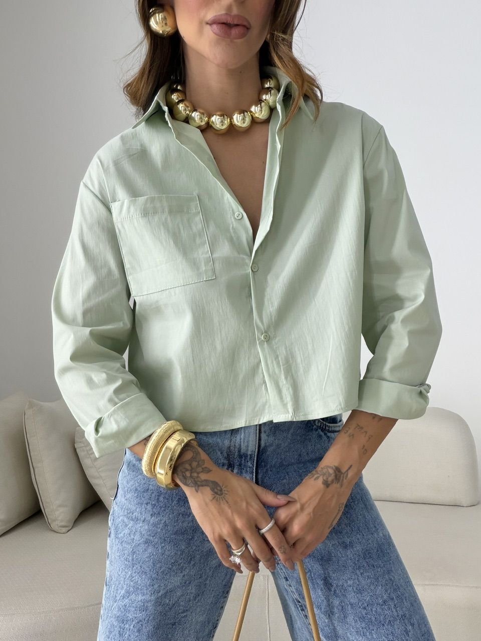 CAMISA MADALENA BOLSOS VERDE
