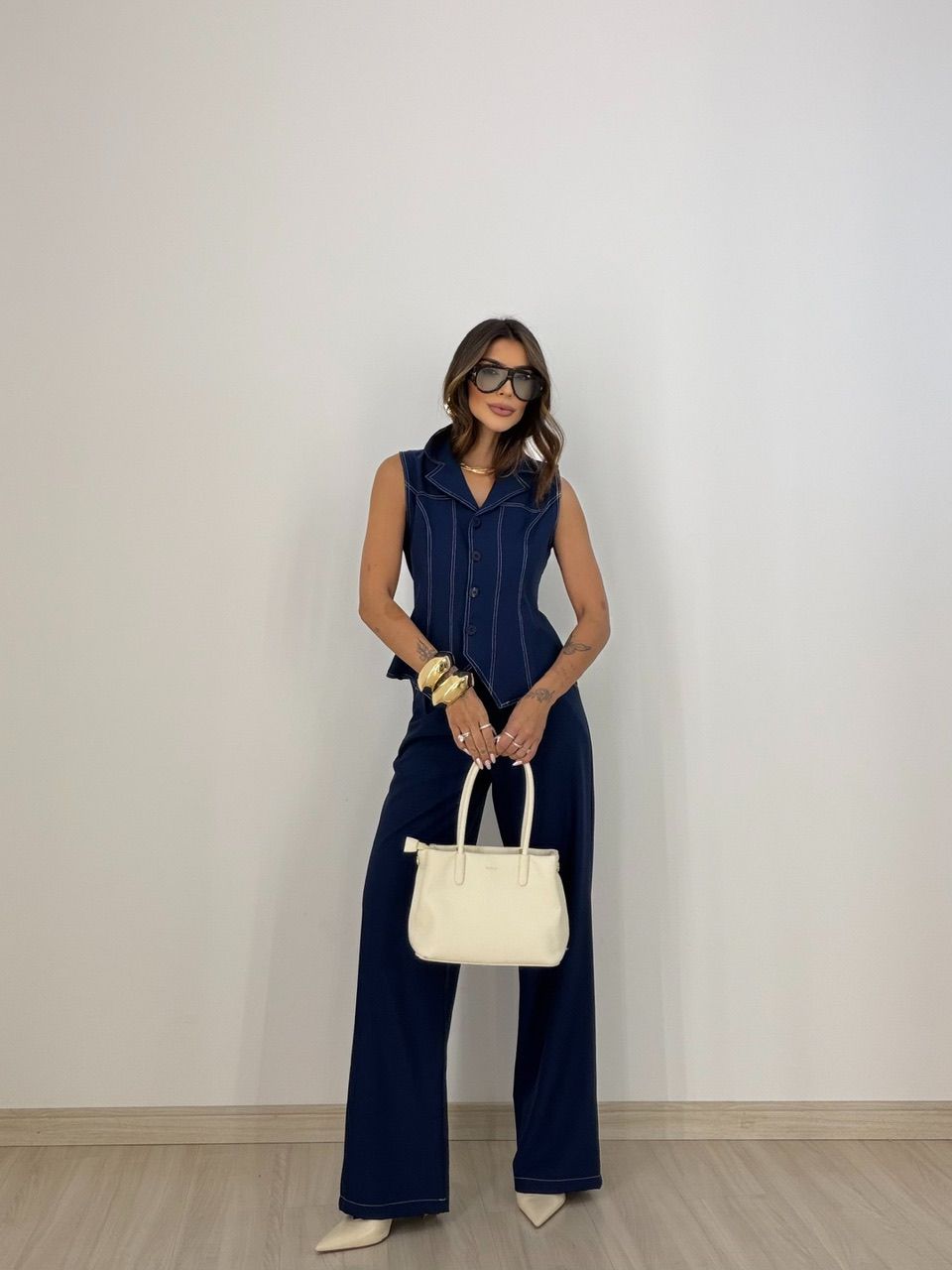 CONJUNTO LAISA 02 COLETE MARINHO