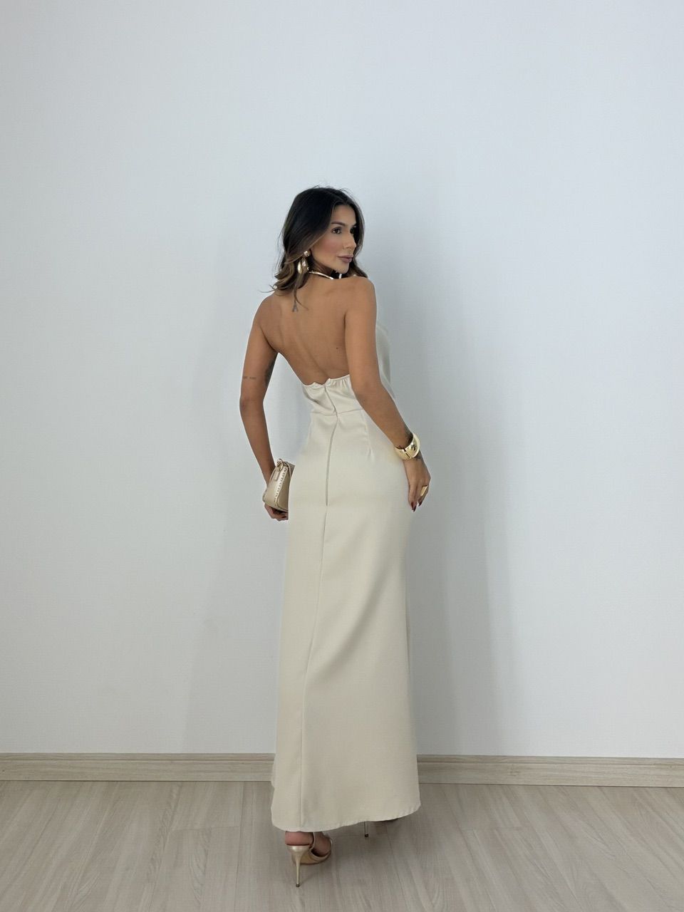 VESTIDO ALESSANDRA FRENTE ÚNICA AREIA