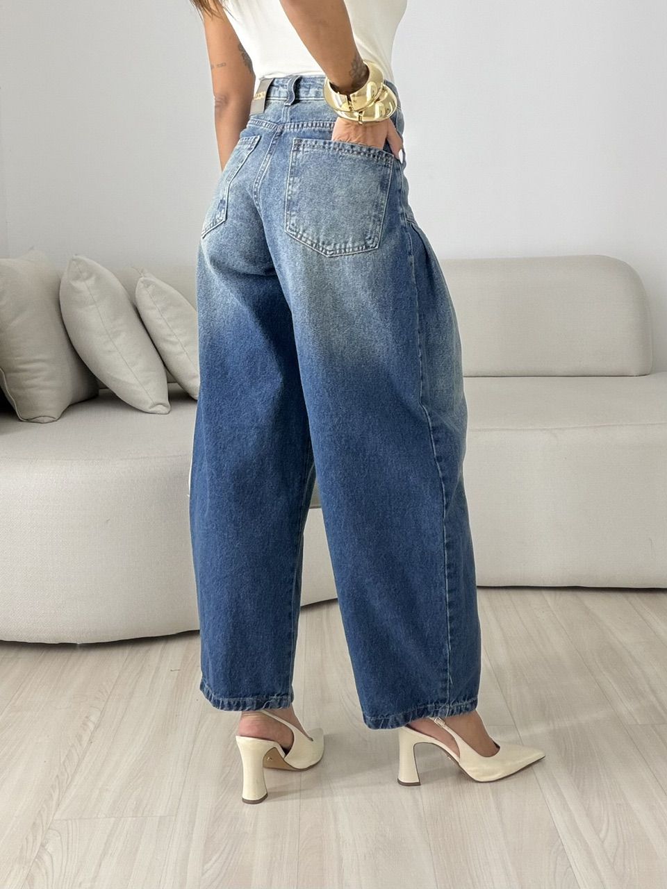 CALÇA ANALU BALLOON JEANS ESCURO