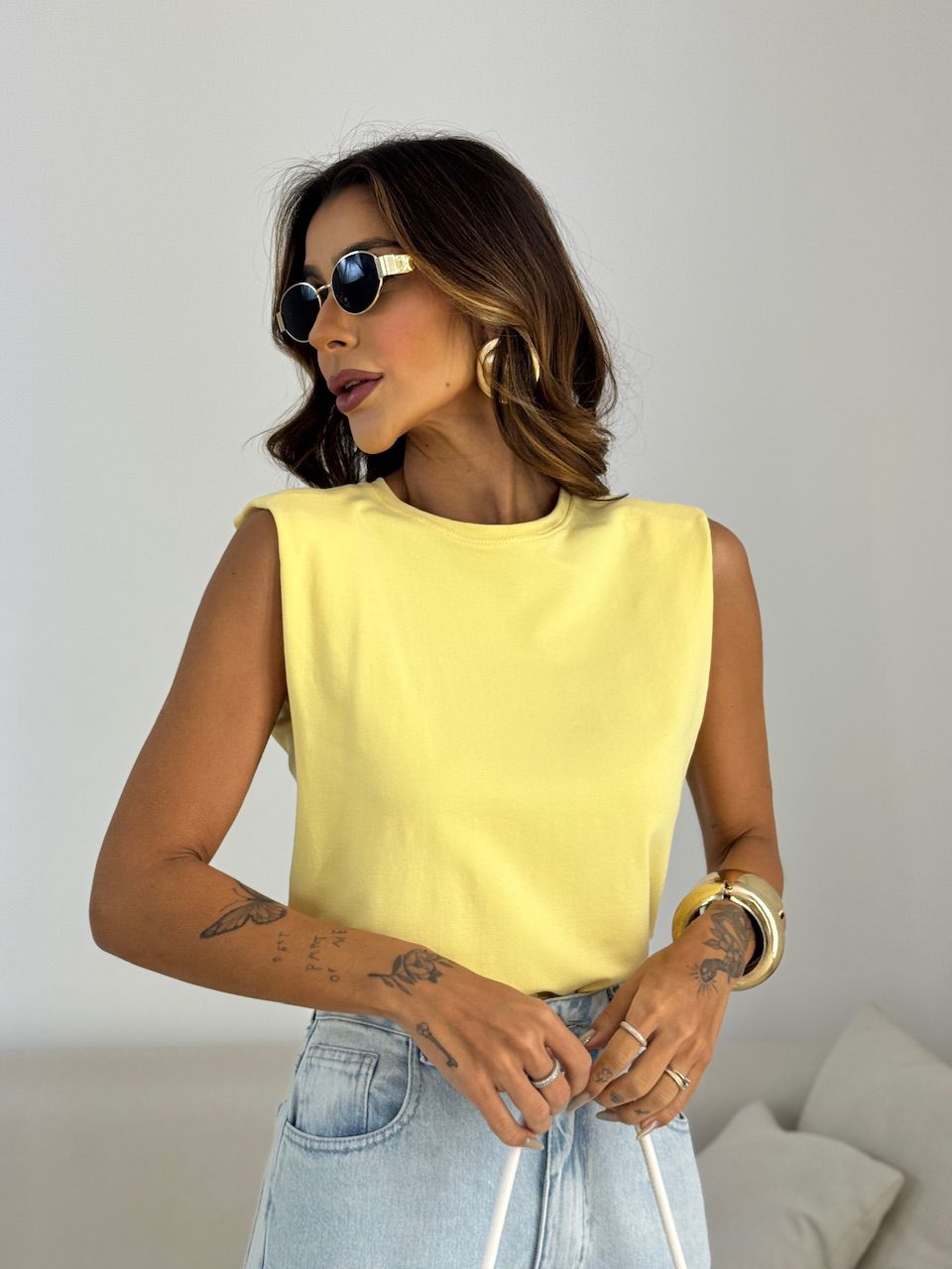 BLUSA MARIANE MUSCLE AMARELA