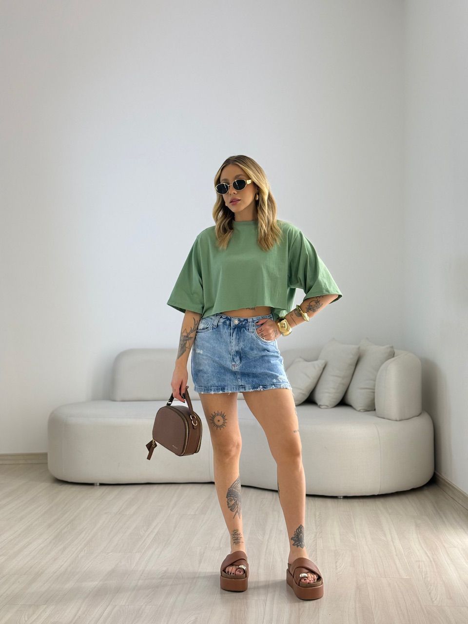 CROPPED REBECA CF MANGUINHA VERDE