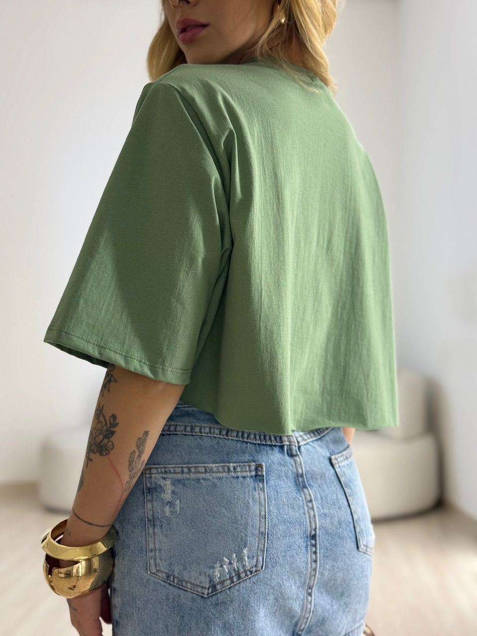 CROPPED REBECA CF MANGUINHA VERDE
