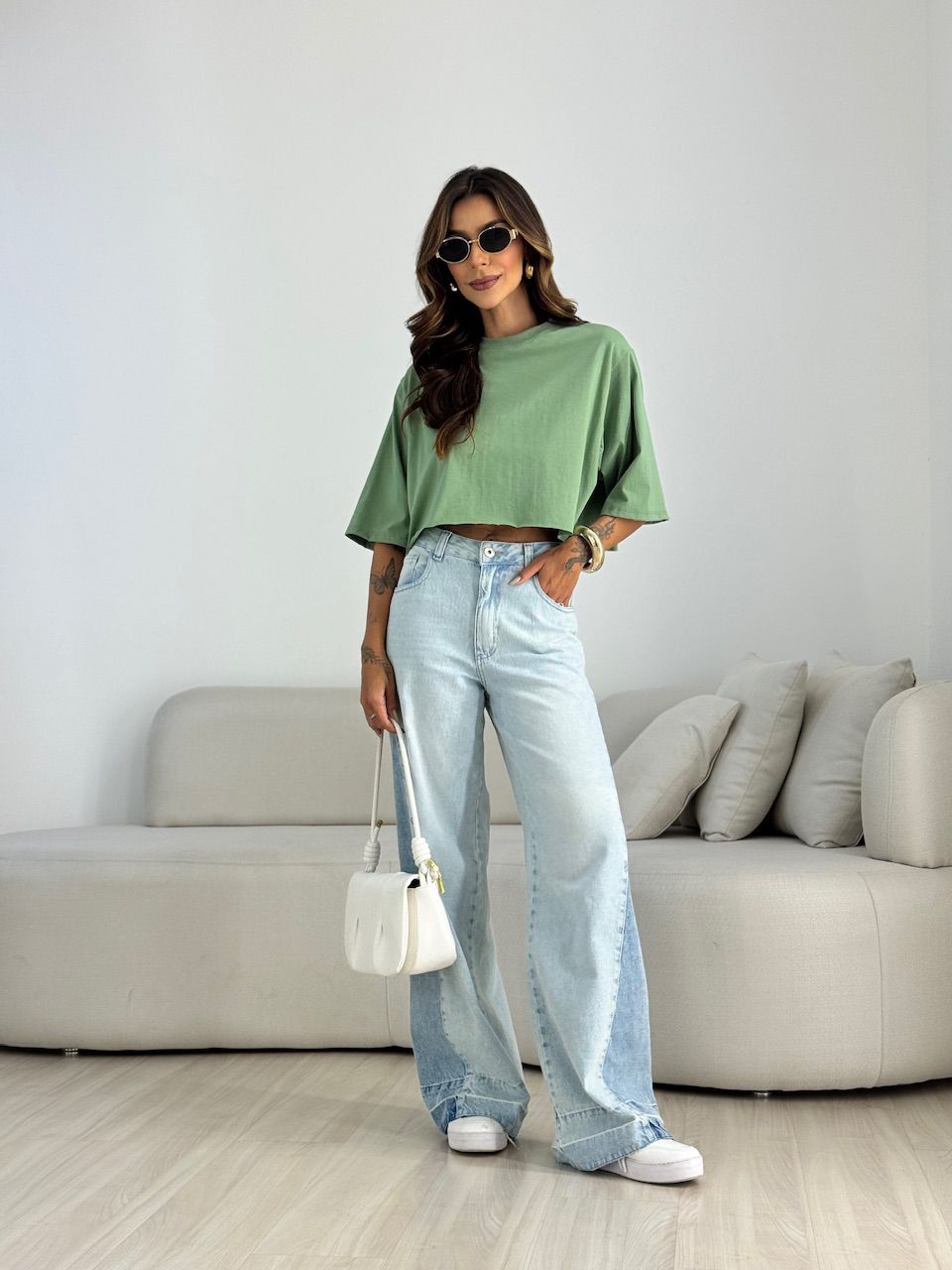 CROPPED REBECA CF MANGUINHA VERDE