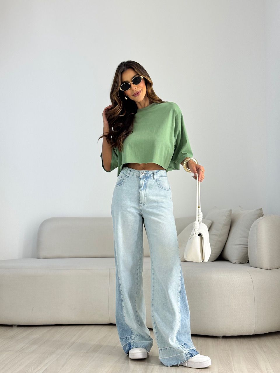 CROPPED REBECA CF MANGUINHA VERDE