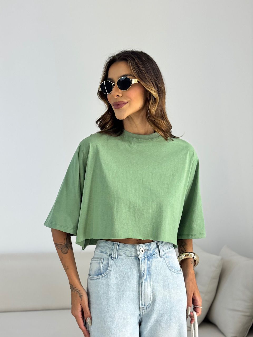 CROPPED REBECA CF MANGUINHA VERDE