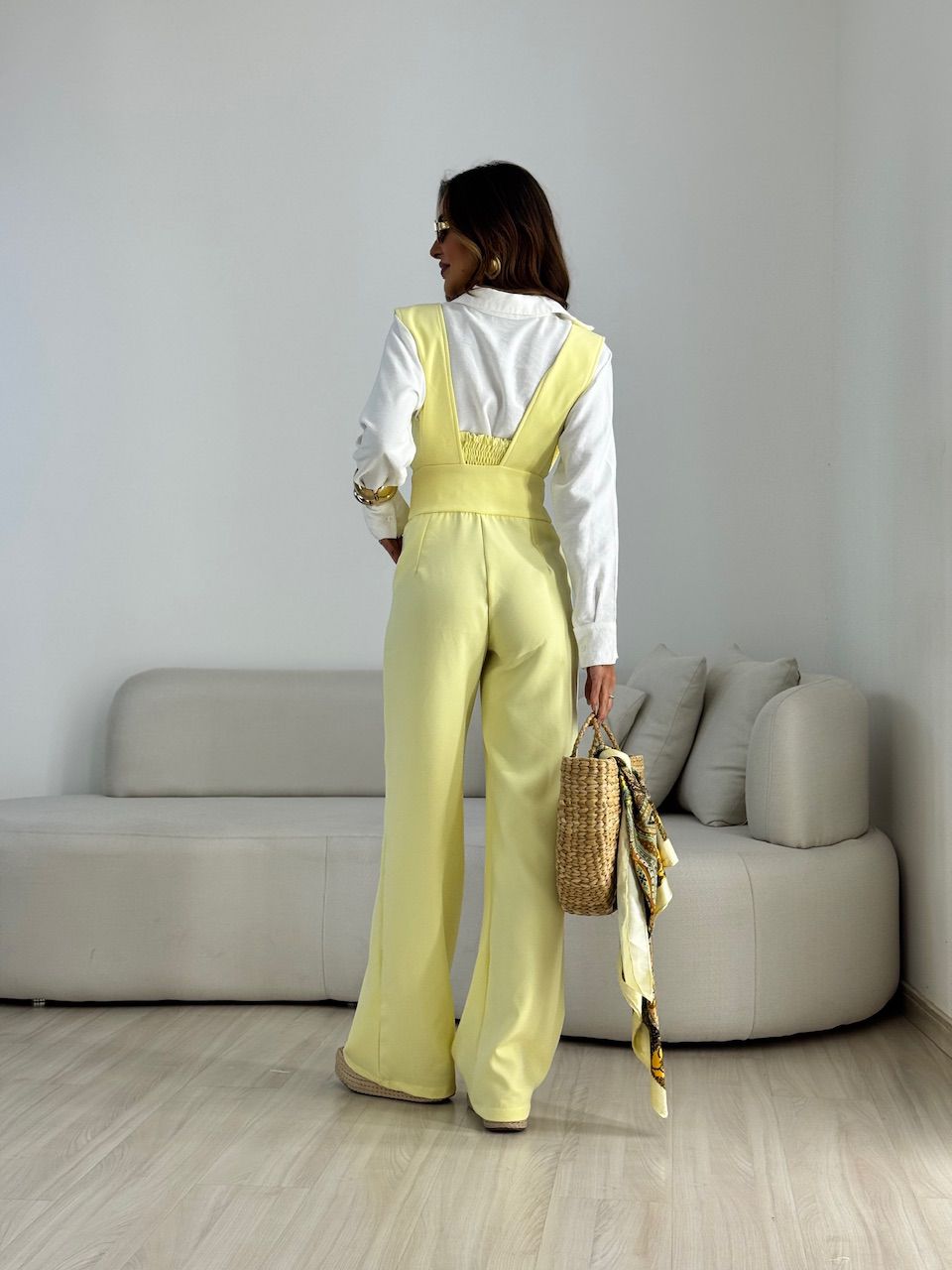 JARDINEIRA COM TOP CF AMARELA