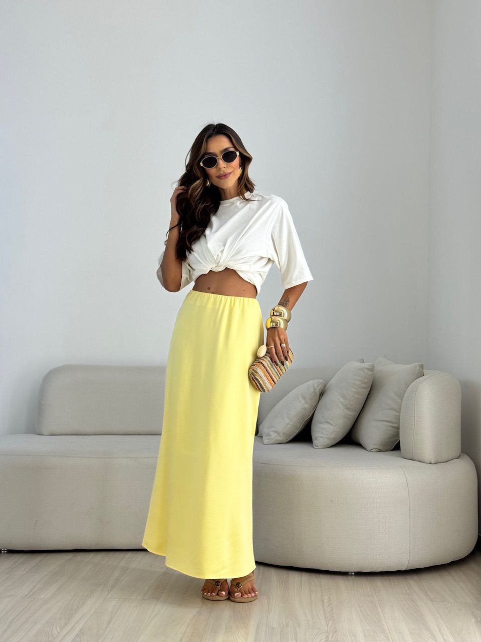 SAIA BIANCA ACETINADA AMARELA