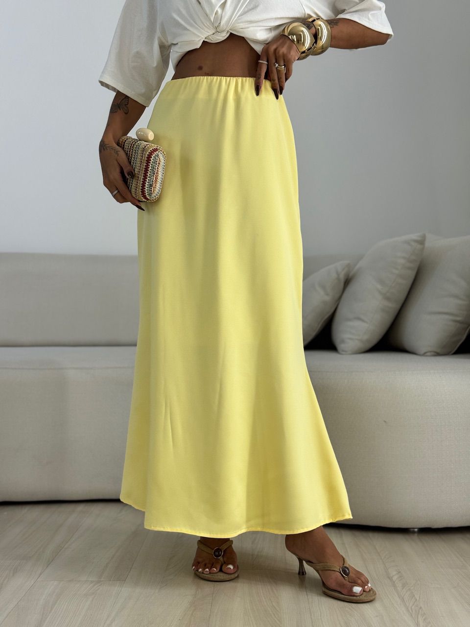 SAIA BIANCA ACETINADA AMARELA - 0071150112 - CAROLLA FERRARO