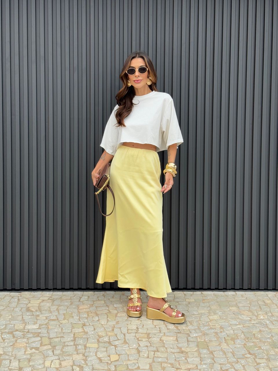 SAIA BIANCA ACETINADA AMARELA