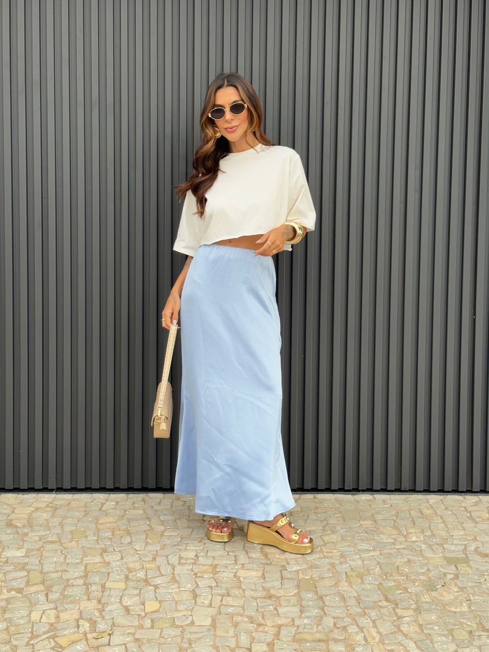 SAIA BIANCA ACETINADA AZUL