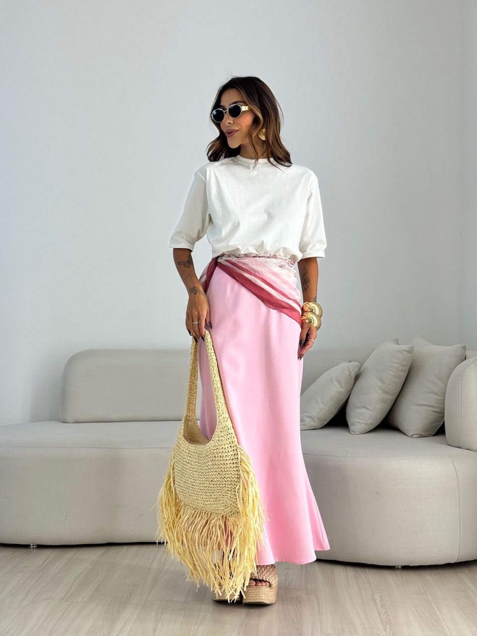 SAIA BIANCA ACETINADA ROSA