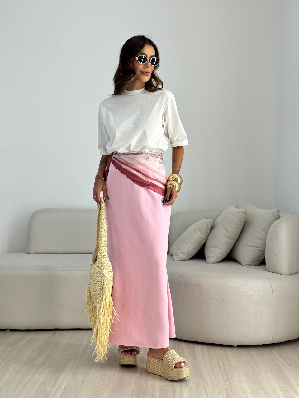 SAIA BIANCA ACETINADA ROSA