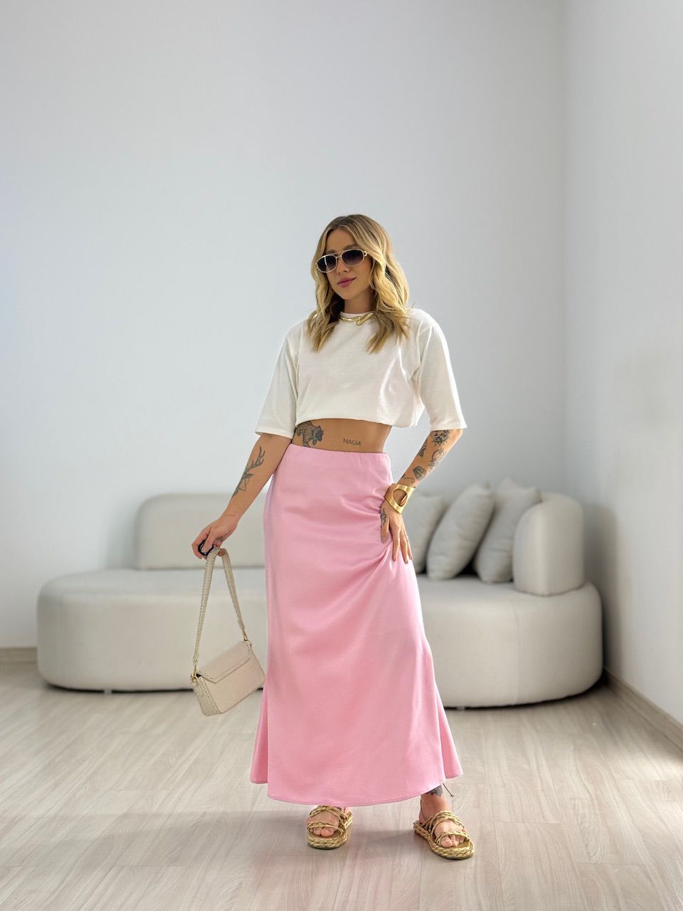 SAIA BIANCA ACETINADA ROSA