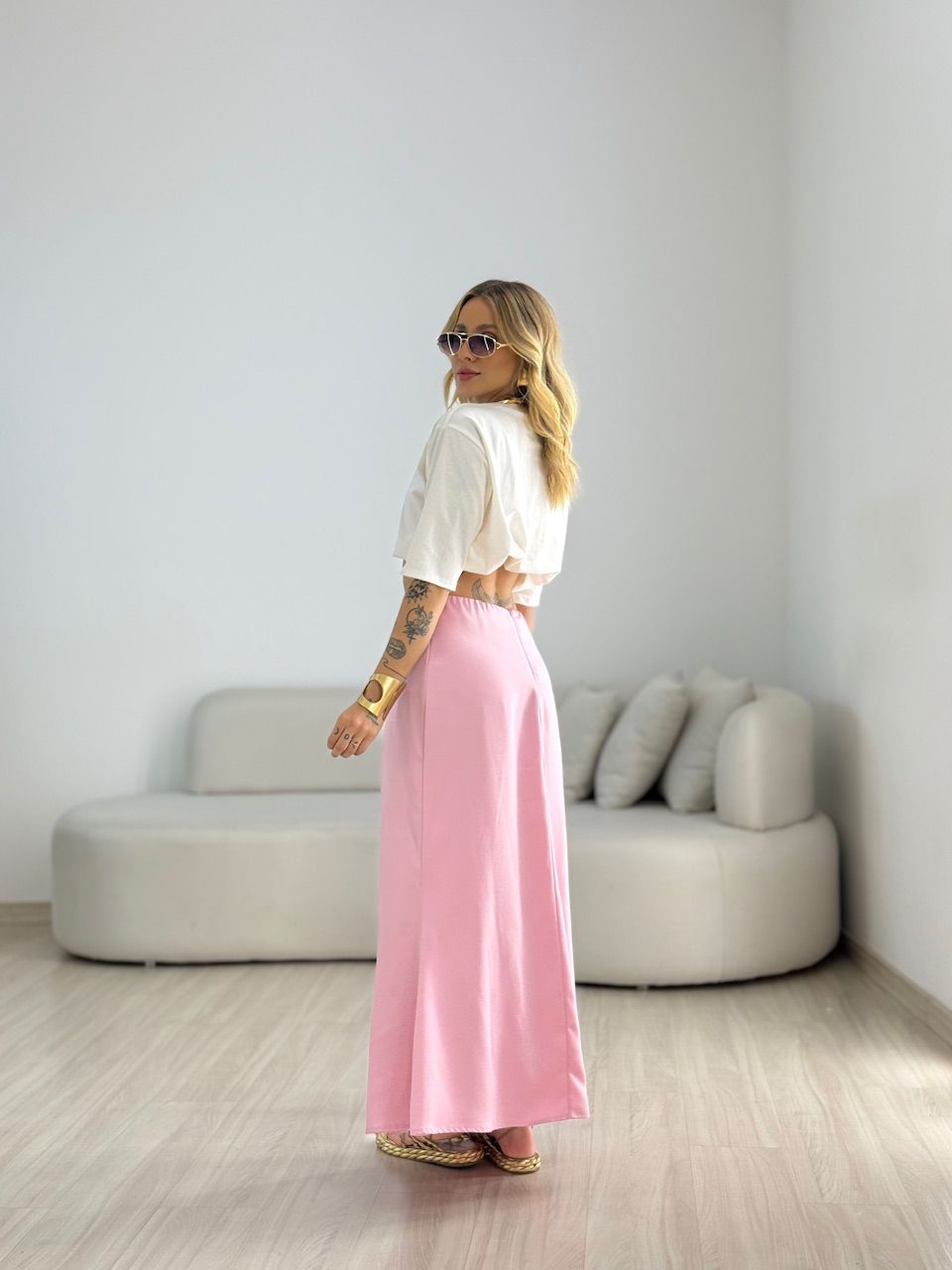 SAIA BIANCA ACETINADA ROSA