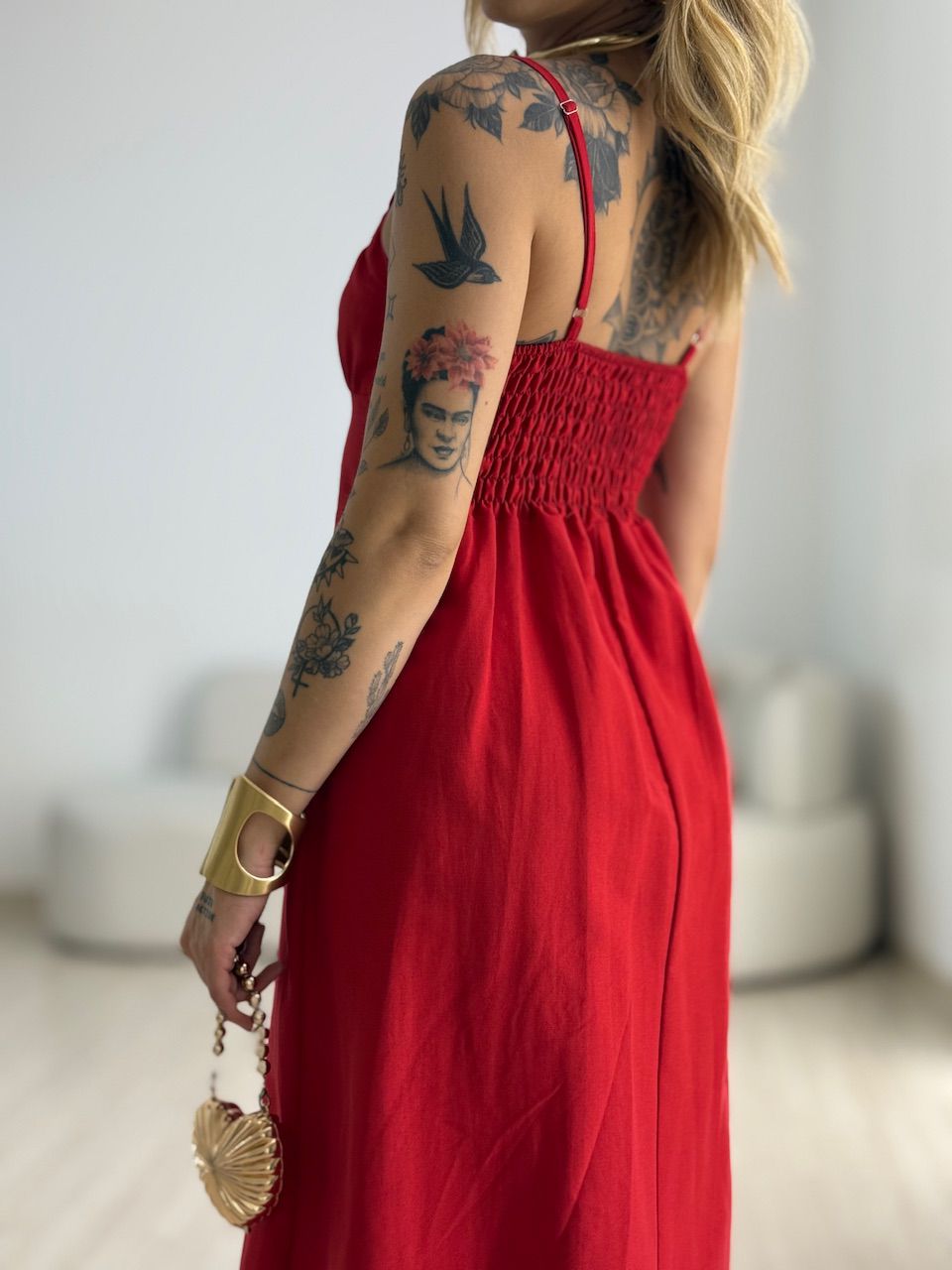 VESTIDO AGDA FENDA VERMELHO