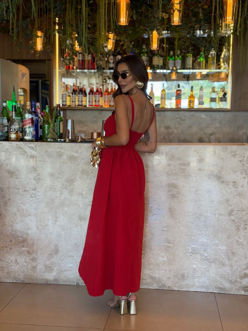 VESTIDO AGDA FENDA VERMELHO