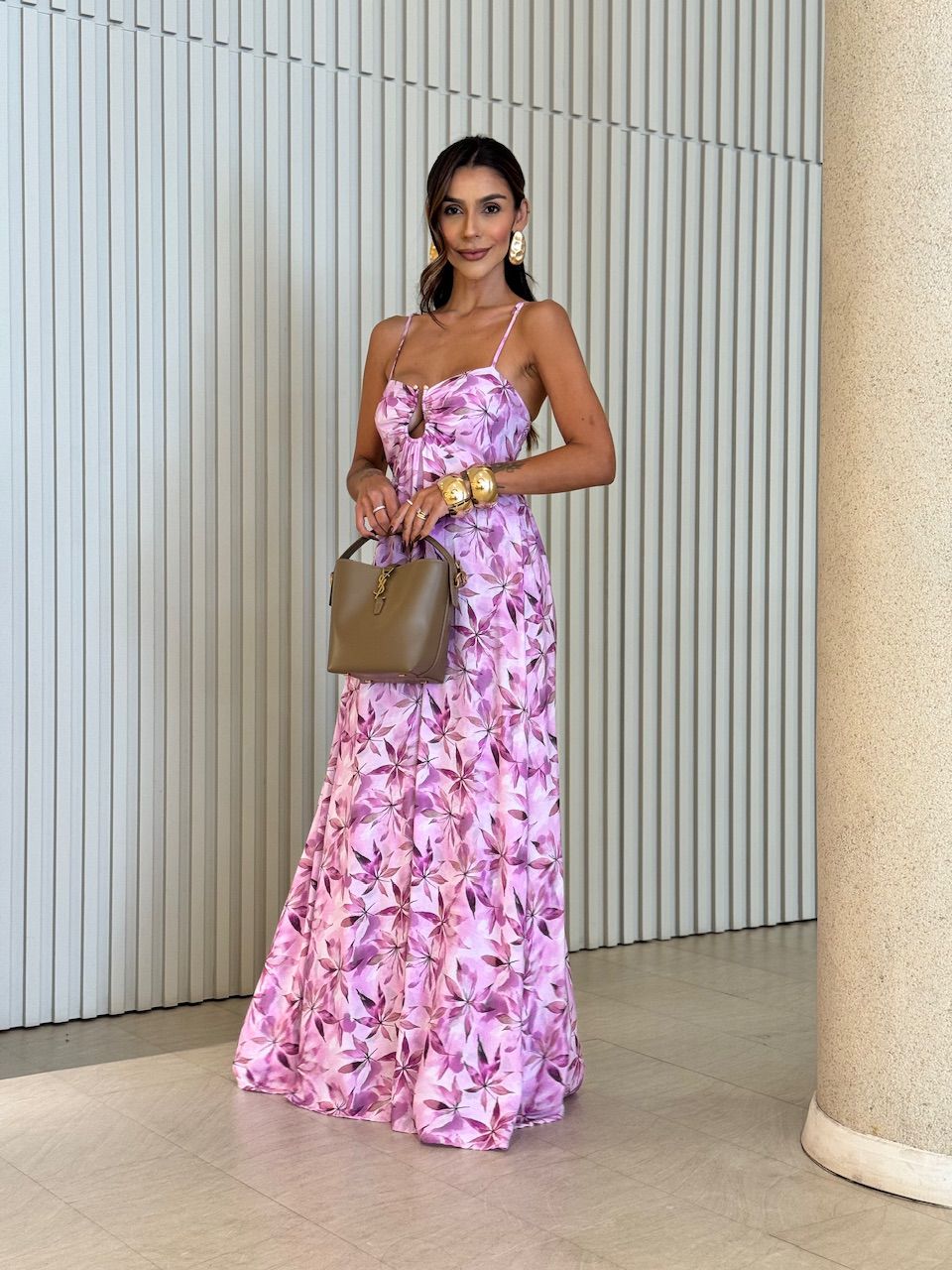 VESTIDO BÁRBARA ESTAMPADO ROSA - 0070980031 - CAROLLA FERRARO