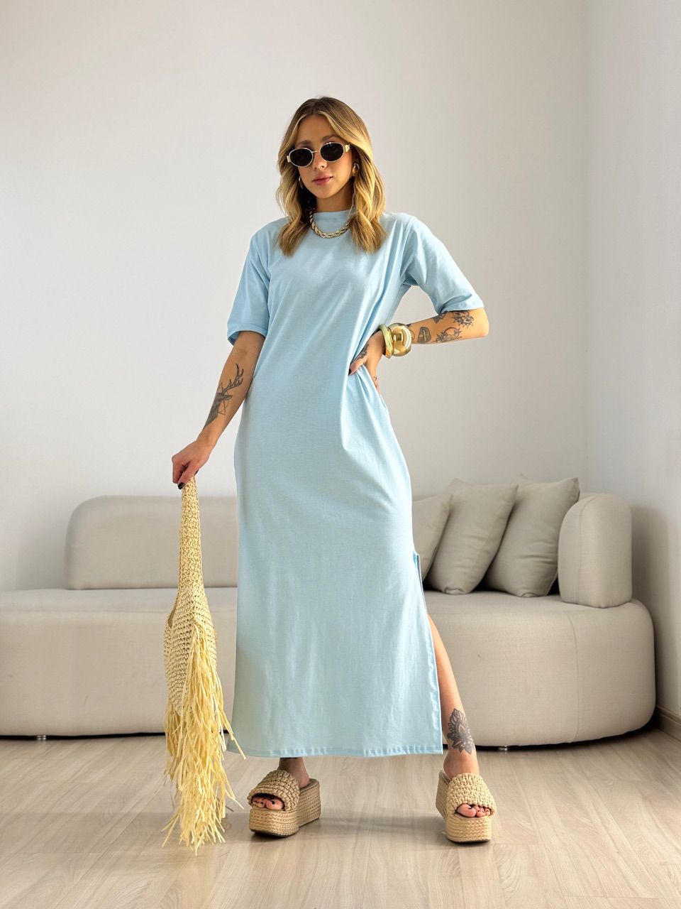 VESTIDO LILIANE CF MIDI azul