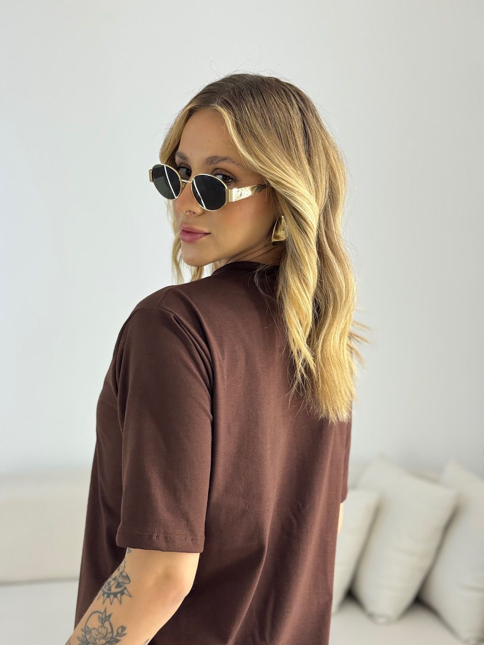 VESTIDO LILIANE CF MIDI MARROM