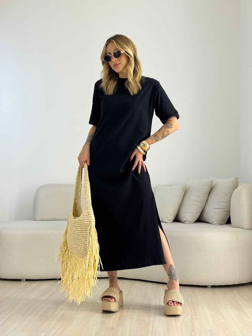 VESTIDO LILIANE CF MIDI PRETO - 0071310032 - CAROLLA FERRARO