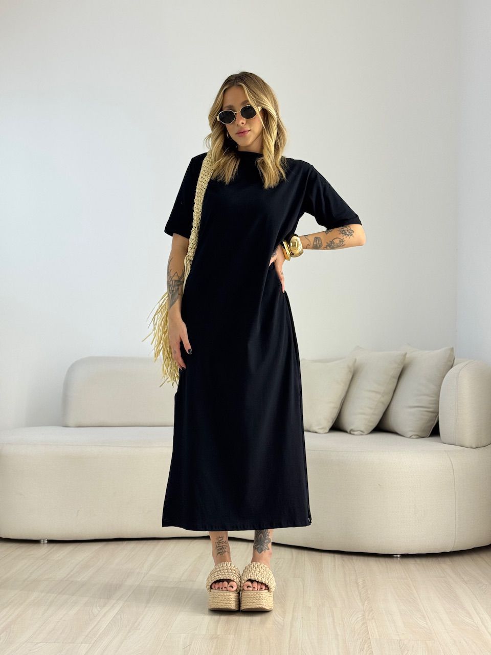 VESTIDO LILIANE CF MIDI PRETO