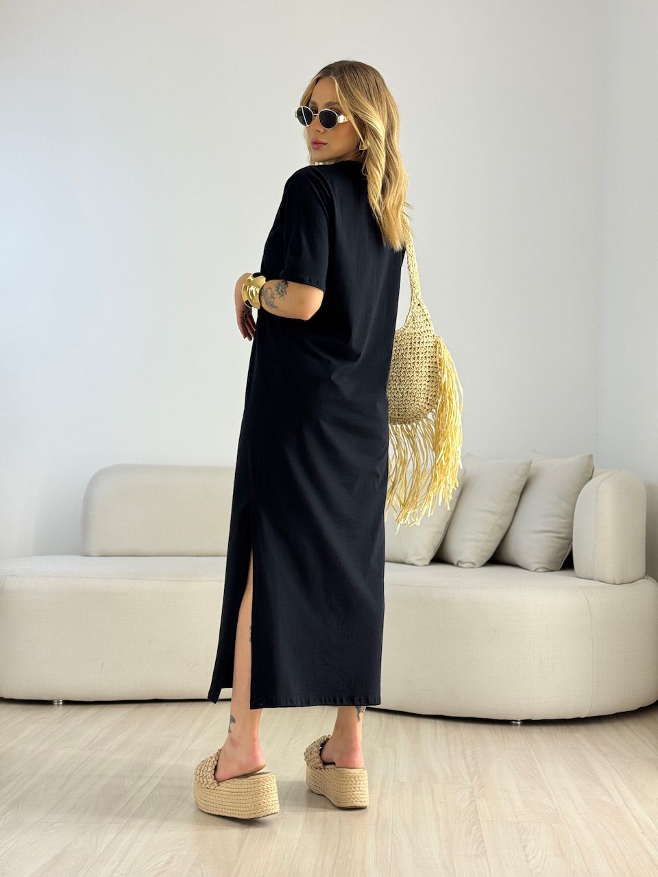 VESTIDO LILIANE CF MIDI PRETO