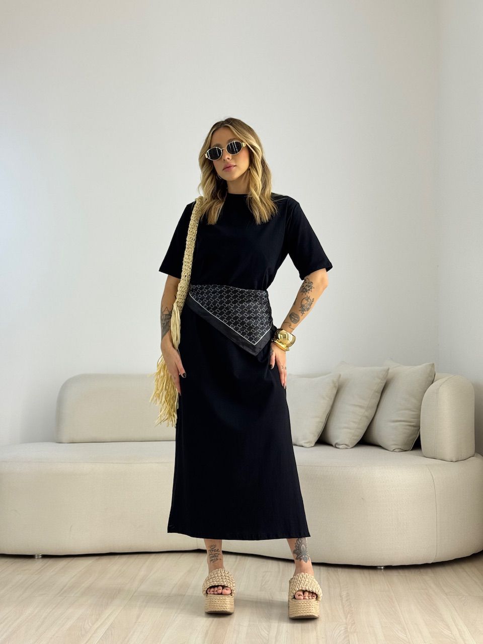 VESTIDO LILIANE CF MIDI PRETO