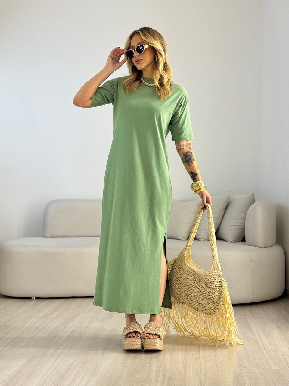 VESTIDO LILIANE CF MIDI VERDE