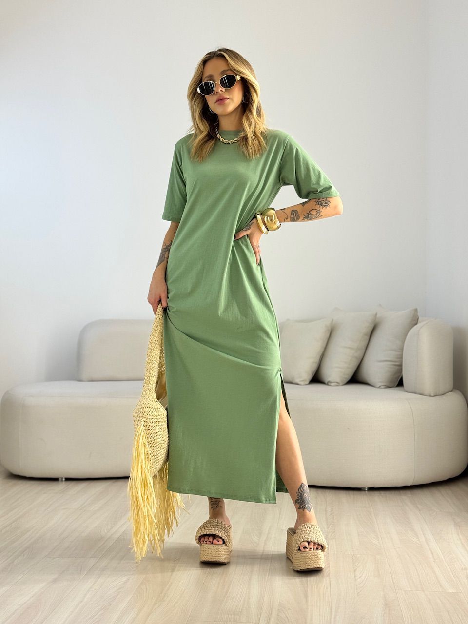 VESTIDO LILIANE CF MIDI VERDE