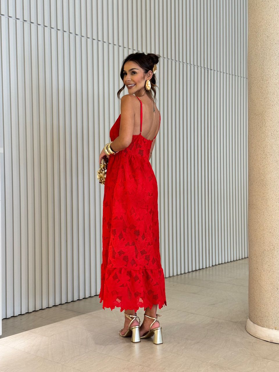 VESTIDO CRISTAL RENDA VERMELHO