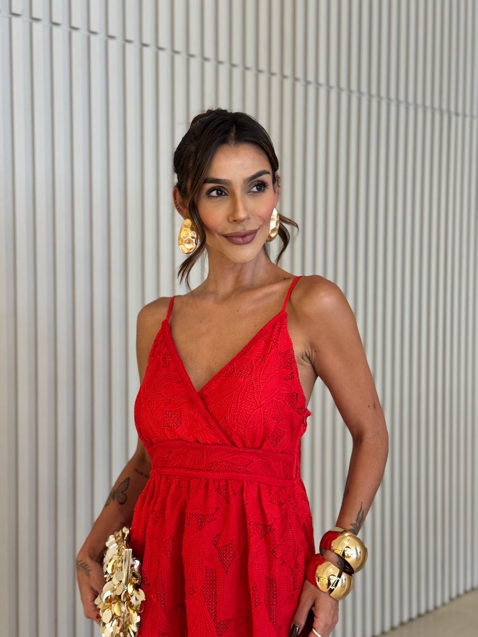 VESTIDO CRISTAL RENDA VERMELHO