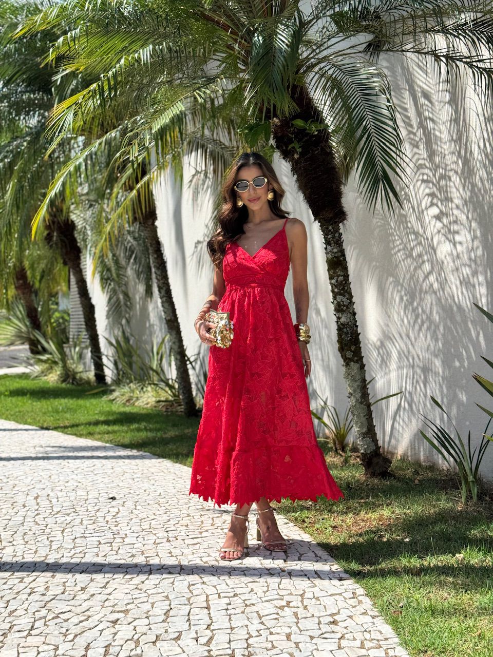 VESTIDO CRISTAL RENDA VERMELHO