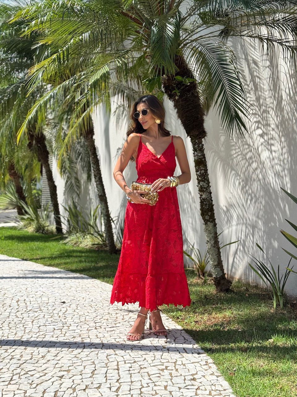 VESTIDO CRISTAL RENDA VERMELHO