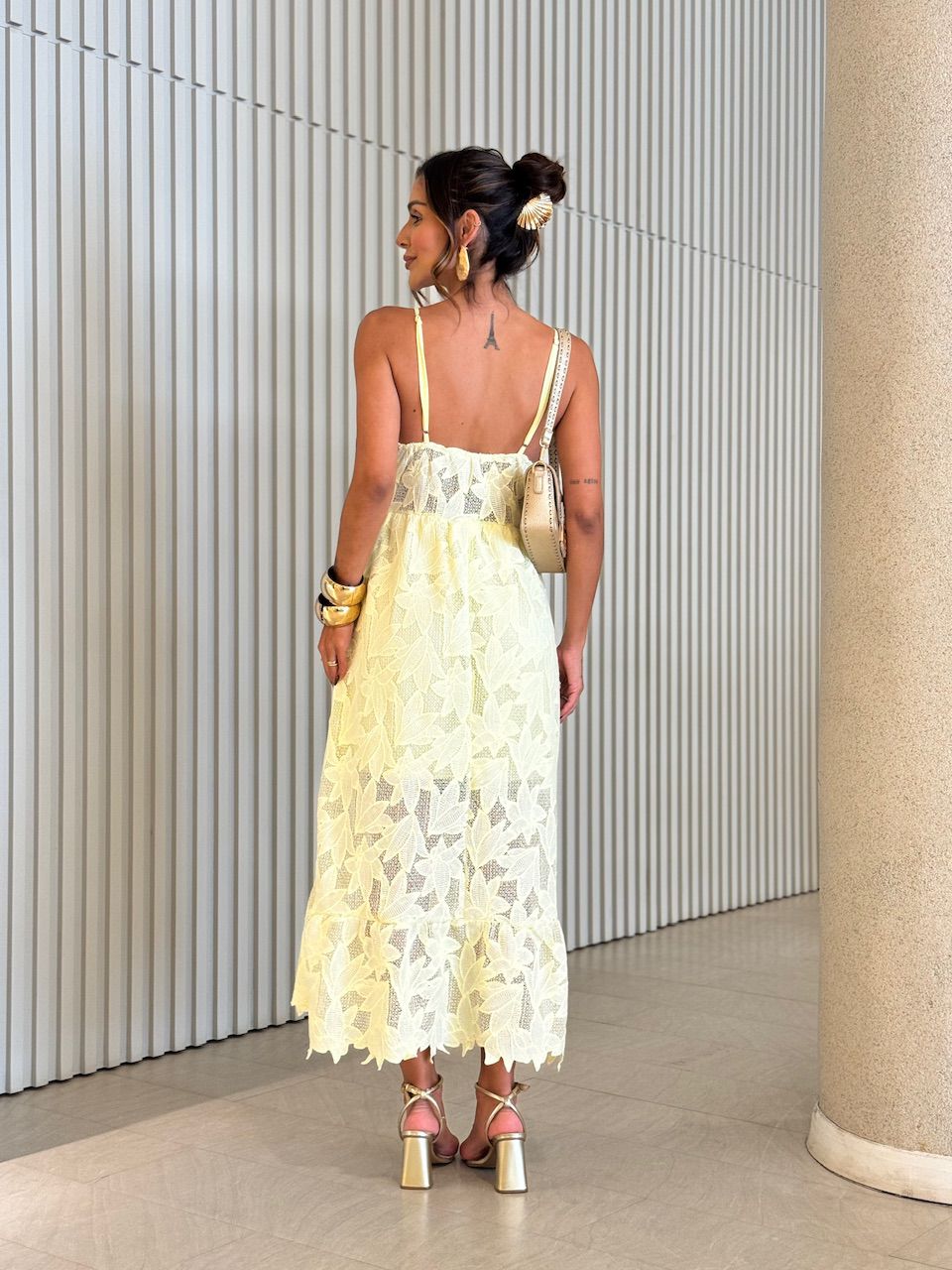 VESTIDO CRISTAL RENDA YELLOW BUTTER