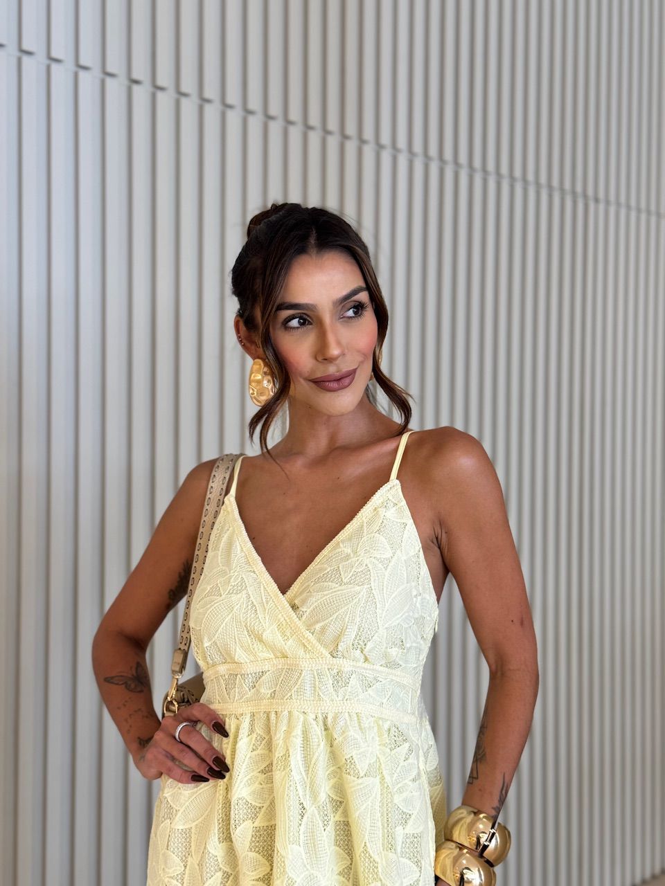 VESTIDO CRISTAL RENDA YELLOW BUTTER