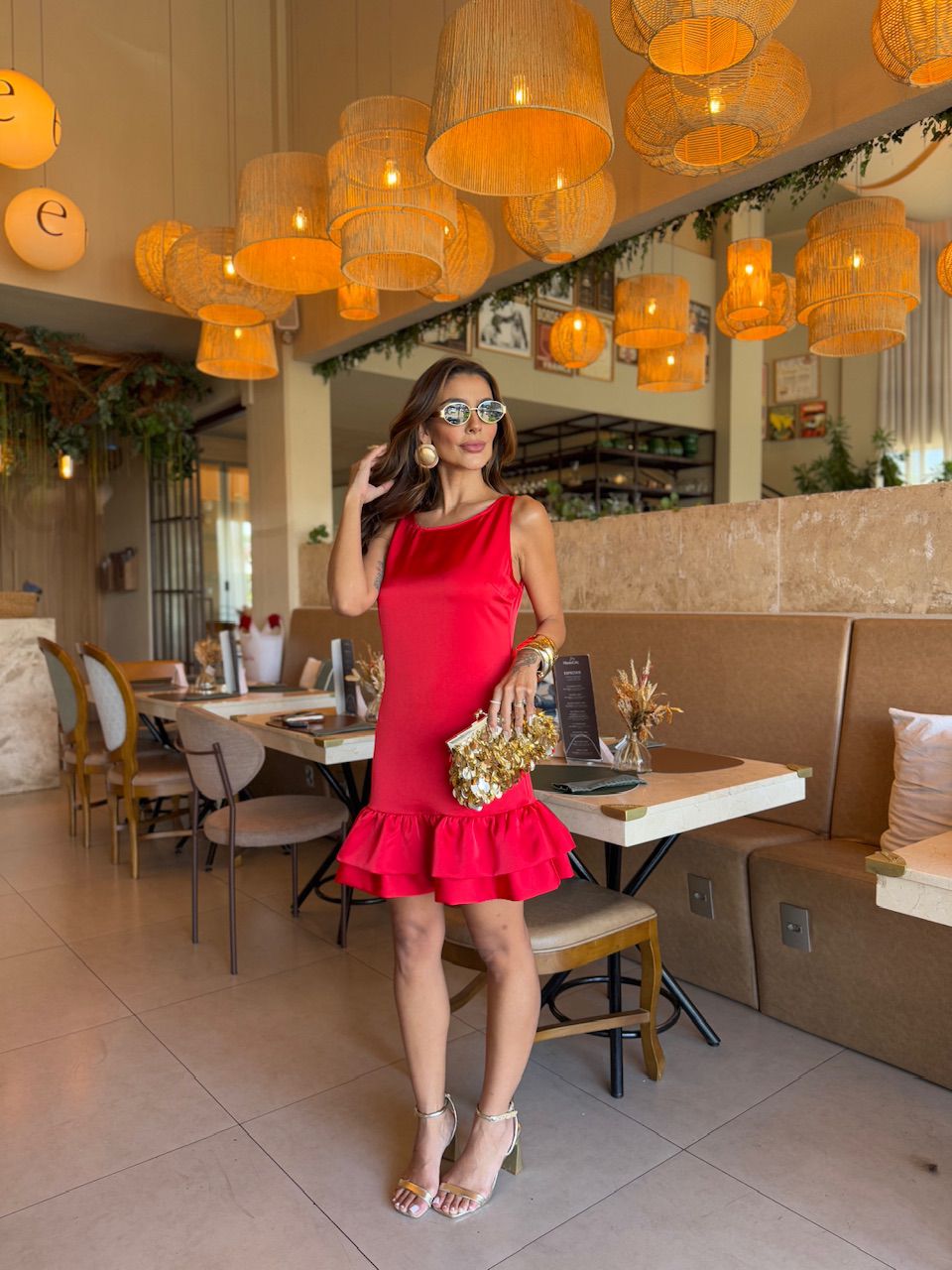 VESTIDO IARA CURTO BABADO VERMELHO