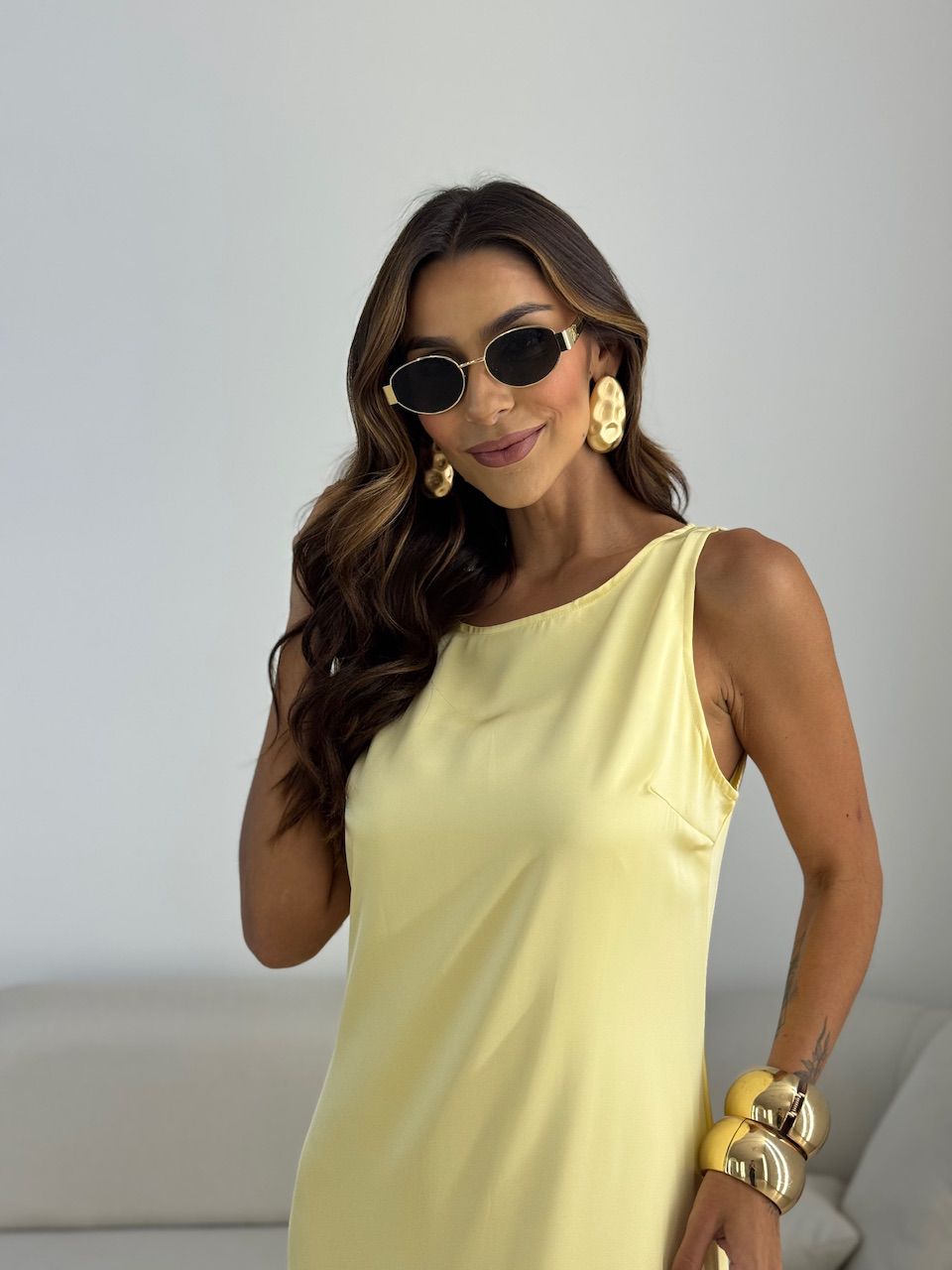 VESTIDO IARA CURTO BABADO YELLOW BUTTER