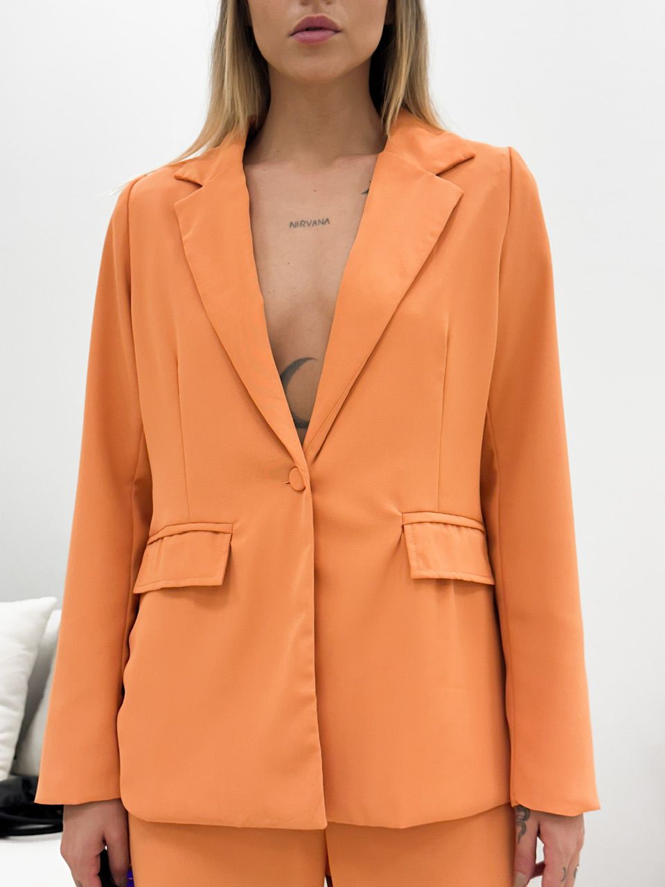 CONJUNTO BLAZER COM CALÇA LARANJA