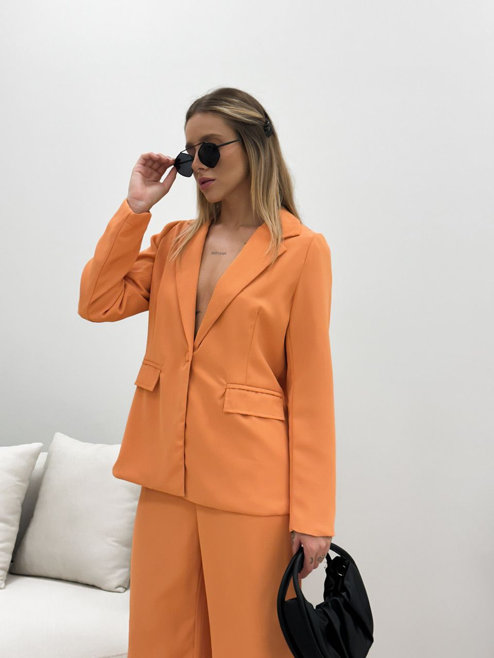 CONJUNTO BLAZER COM CALÇA LARANJA