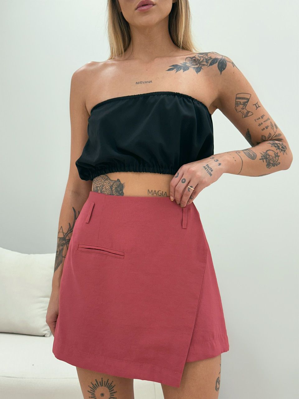 SHORT SAIA JULIA CINTO GOIABA - 0048350073 - CAROLLA FERRARO