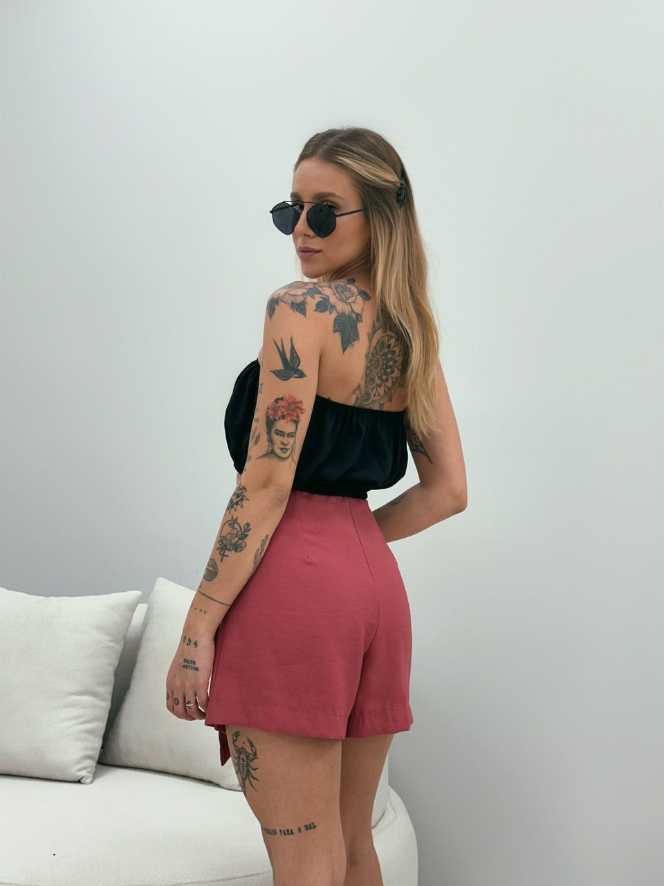 SHORT SAIA JULIA CINTO GOIABA