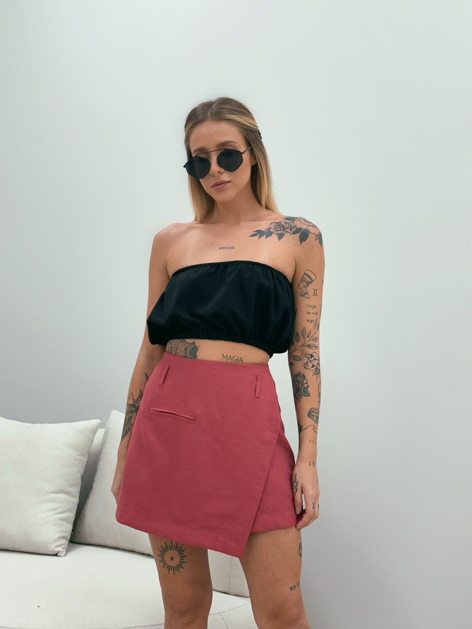 SHORT SAIA JULIA CINTO GOIABA