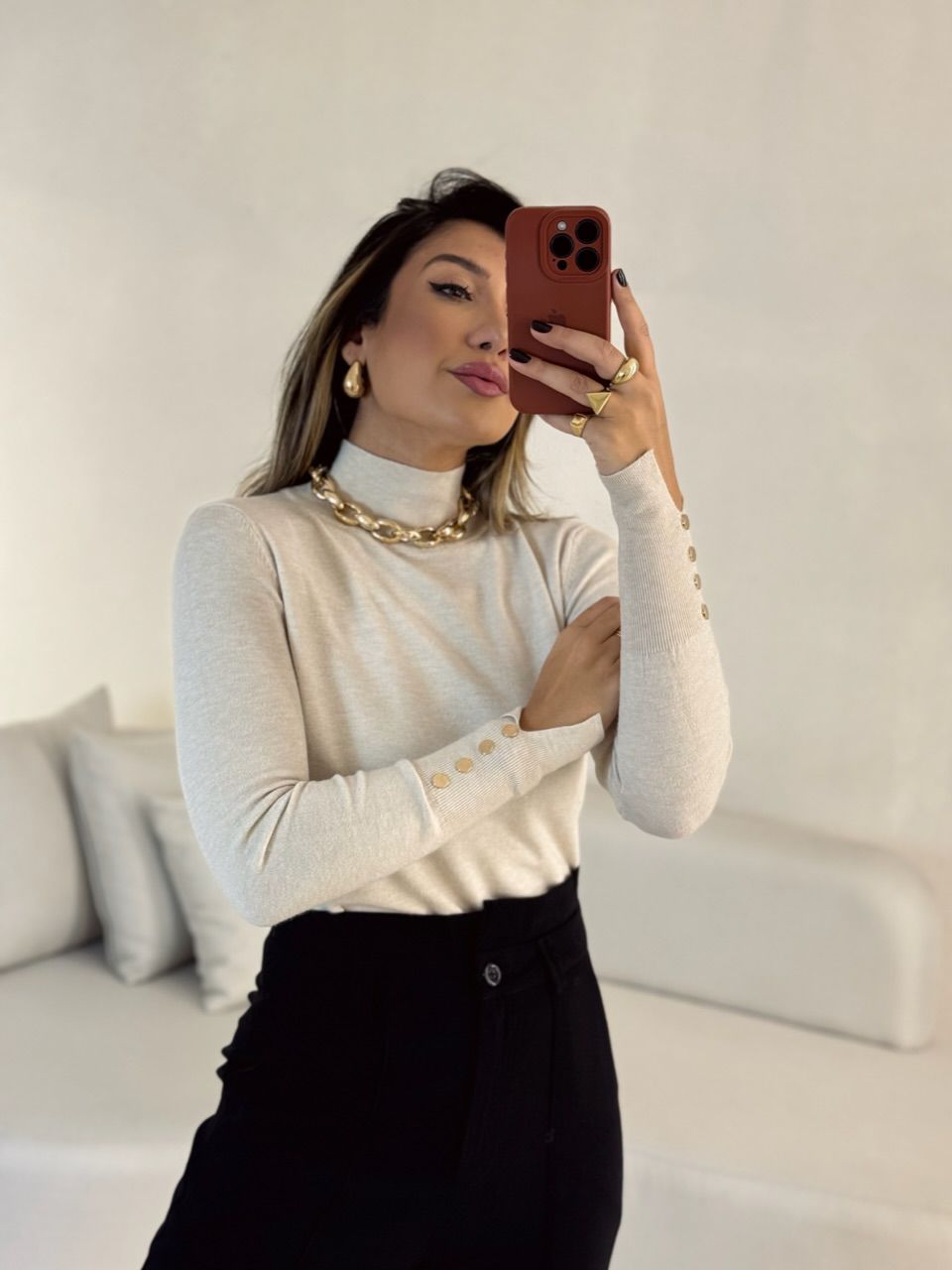 BLUSA VERÔNICA MANGA LONGA MARFIM - 0052870056 - CAROLLA FERRARO